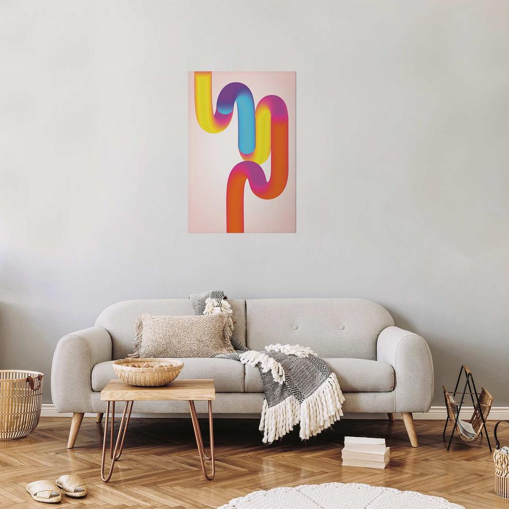 Plakat - Tęczowe Rurki - Abstrakcyjna Ilustracja Z Kolorowymi Gradientami