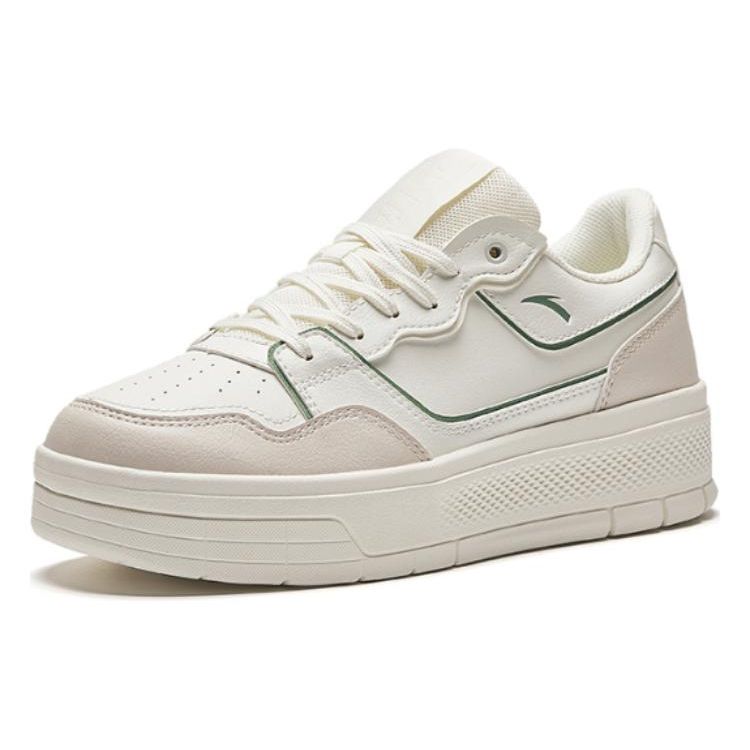 Anta Стиль жизни Серия Модные повседневные прочные дышащие низкие кроссовки для скейтбординга Женские кроссовки Белый Зеленый 122428015-1