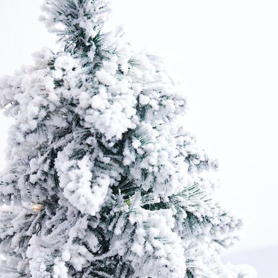 Мини-елочное украшение, искусственный снег, флокированная рождественская елка, светящаяся сосна с деревянной основой для украшения праздников в помещении и на открытом воздухе