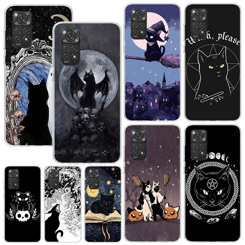 Witch And Cat Colorful Cute Phone Case For Xiaomi Redmi Note 15 13 14S 14 Pro Plus 12S 11S 10S 12 11E 10 11T Art Fundas Back Cov