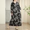 DIMANAF 2025 Женское платье больших размеров весна-лето базовое винтажное длинное повседневное платье с принтом свободного кроя с длинным рукавом