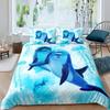 Dolphin Duvet Cover Set Cute Kawaii Wild Animals King Queen Full Size Polyester Bedding Set For Boys Girls Comforter Cover