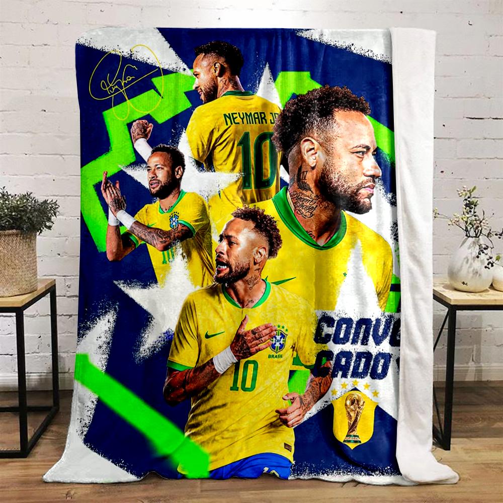 Brazil Football Star Designed Flannel blanket for bedroom, living room, sofa, and nap