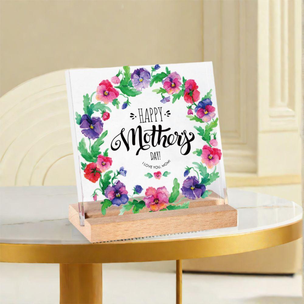 Romantic Mom Tabletop Sign Acrylic Love Flowers Ornament Mother's Day Desktop Sign  Studio Desk