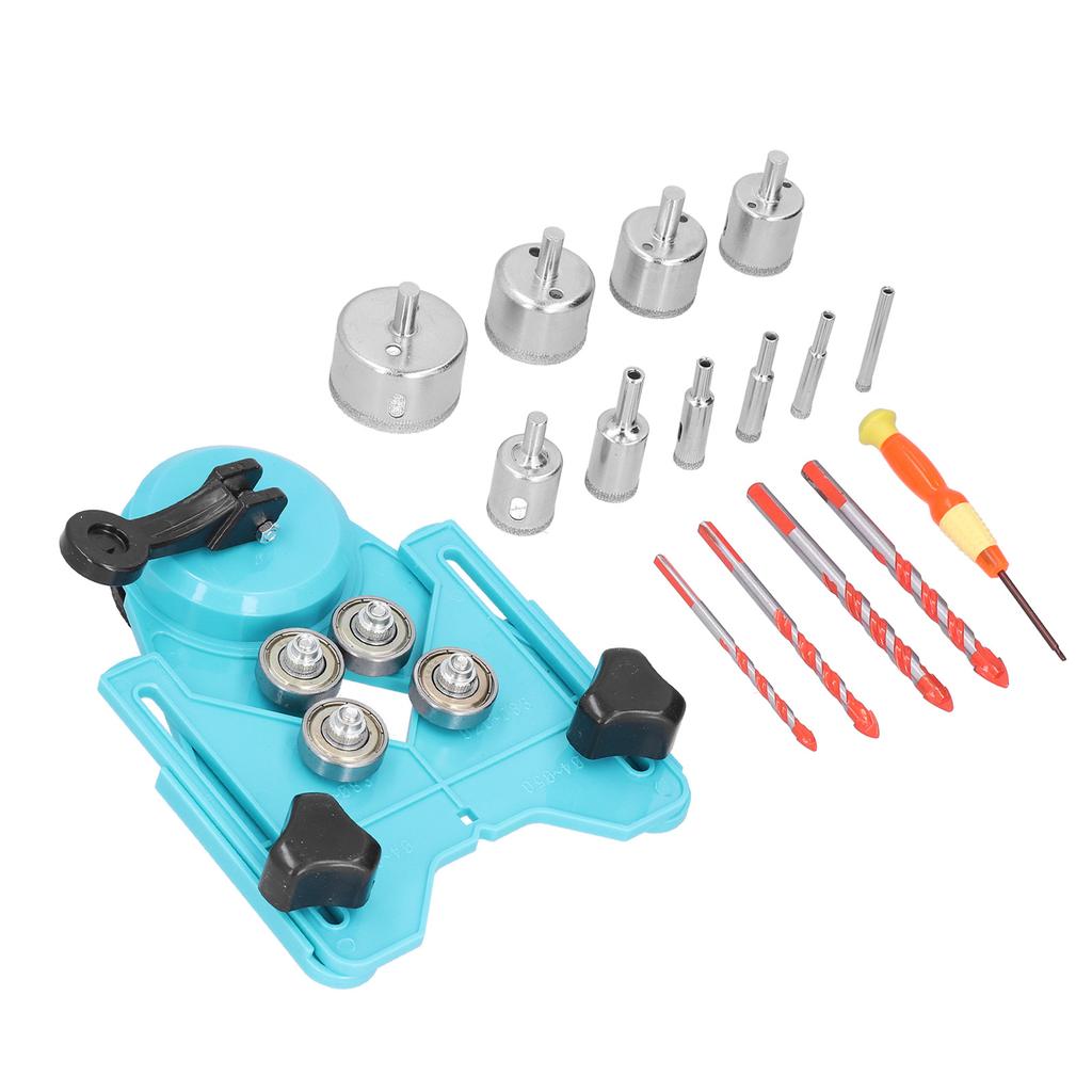 16Pcs Diamond Drill Bit Hole Saw 6?50mm Cutter Drilling Tool Set Kit for Tile WoodLight Blue