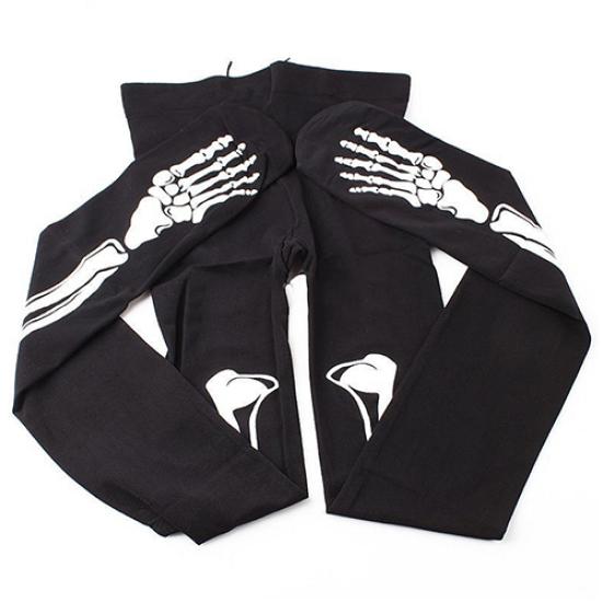 Женские сексуальные черные носки с татуировкой скелета, колготки, колготки, леггинсы