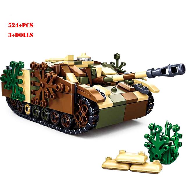 Вторая мировая война Немецкий Военный Штурмгешутц III Бронированная Боевая Машина Строительные Блоки WW2 Танковые Кирпичики Классическая Модель Игрушки Мальчики
