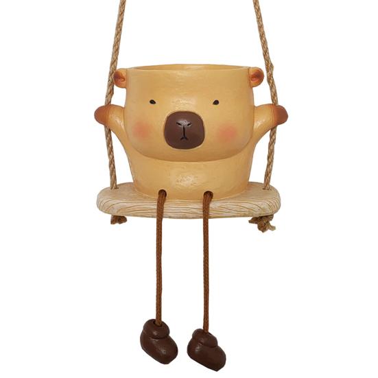 Кашпо-качели в виде животного, настенное, горшок для цветов, мультяшная капибара, лев, кашпо для суккулентов, маленький кактус, декор для дома и улицы