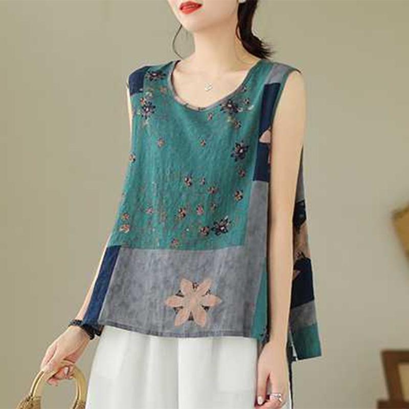 ZANZEA Женские повседневные майки без рукавов с круглым вырезом и принтом