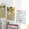 2024 Tapestry Calendar Hanging Cloth Cartoon Pattern Rich Color Easy Install Decorative Wall Tapestry Background Calendar