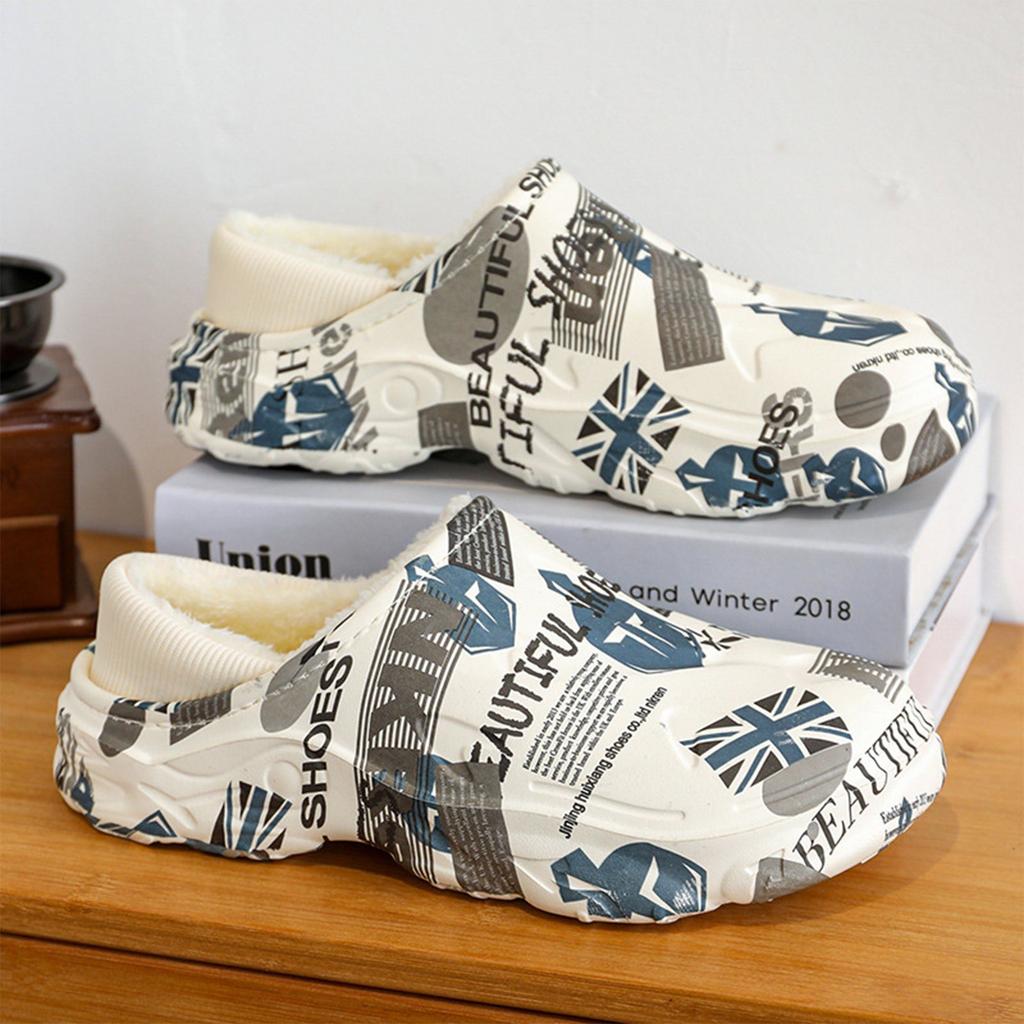 Мужские зимние домашние теплые модные хлопковые тапочки