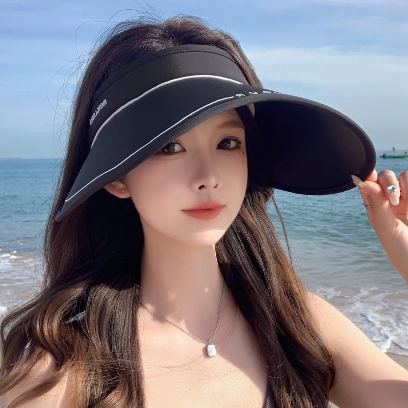 Empty Top Hat Children Sunshade Sunscreen Big Eaves Hat Big Head Circumference Niche Personality Cover Full Face Summer Uv Sun Hat Tide
