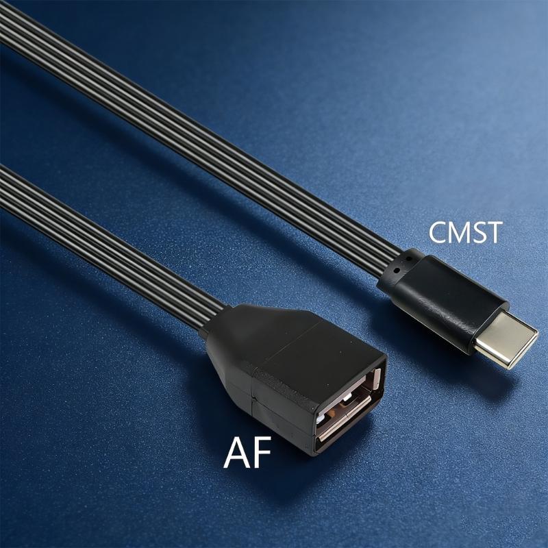Плоский силиконовый OTG кабель-адаптер Type C на USB 2.0 для подключения флешек, кардридеров, мышей, клавиатур