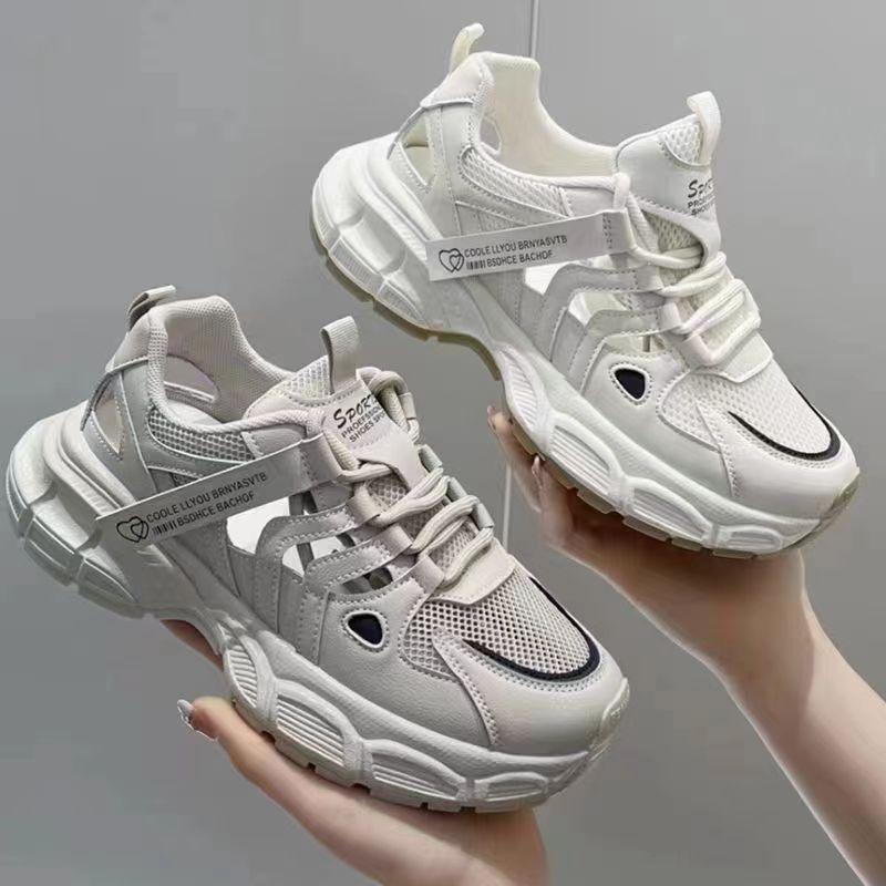 Mesh Breathable Women's Hole Shoes New Summer Hollow-out Closed Toe Sandals Casual Sports White Shoes