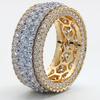 Iced Out Elegant 18K Gold Plated Full Diamond Rings for Women Geometric Zircon Anniversary Gift Jewelry