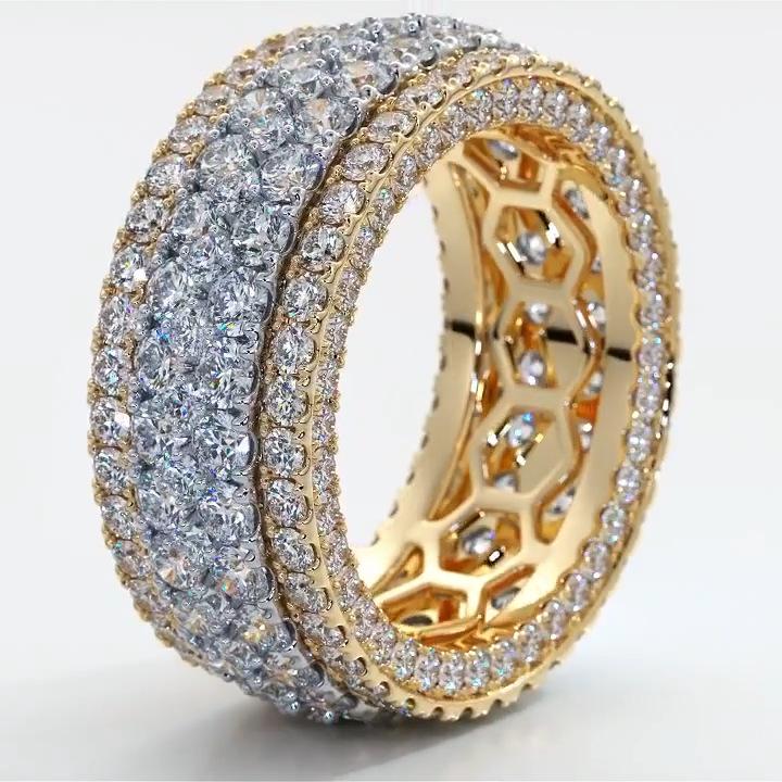 Iced Out Elegant 18K Gold Plated Full Diamond Rings for Women Geometric Zircon Anniversary Gift Jewelry