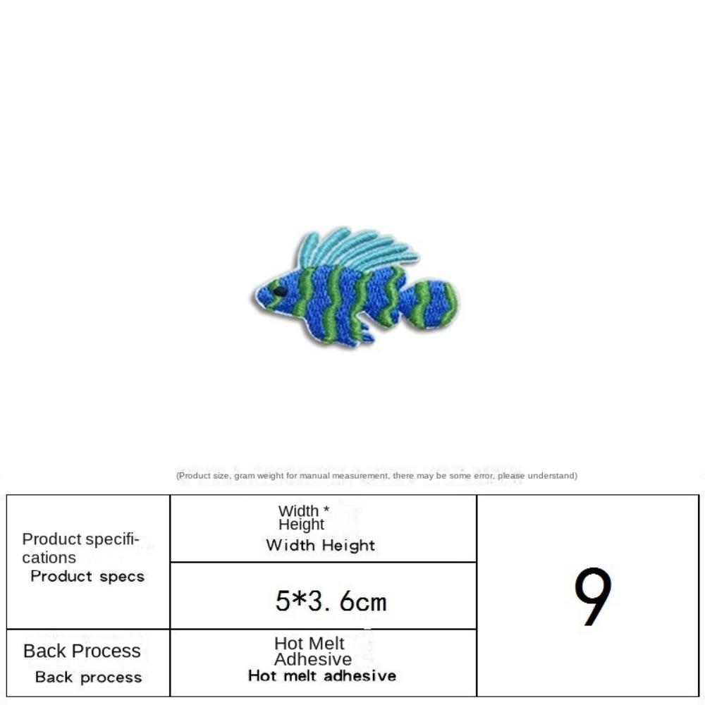 15pcs Ocean Fish DIY Iron on Patches Cat Dog Embroidered Cloth Stickers Sewing Supplies  on Clothes