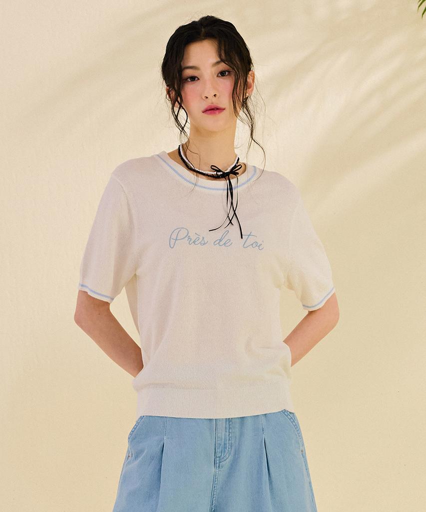 CHASECULT Women'S Embroidered Point Short Sleeve Sweater-Dbrg5674D0A