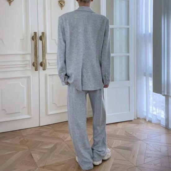 Женские костюмы, комплект из 2 предметов, пиджак-блейзер оверсайз и широкие нарядные брюки, повседневный деловой комплект, формальная офисная одежда