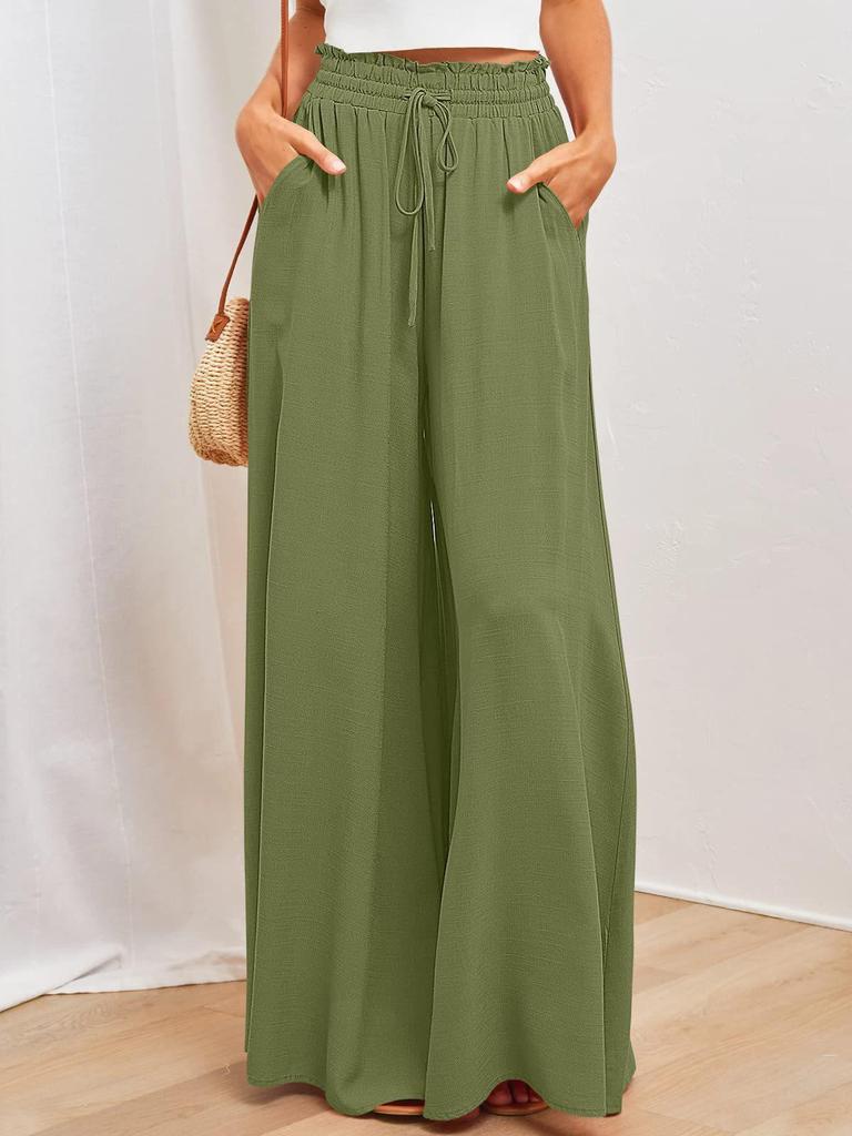 2025 European & American Spring/Summer Women's Loose Wide-Leg Casual Fashion Long Pants