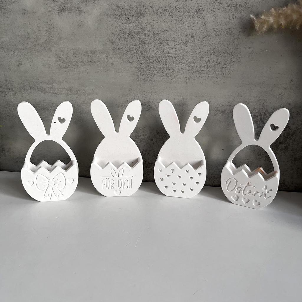DIY Easter Rabbit Egg Flower Basket Silicone Mold Wall Pendant Plaster Drip Mold for Home Easter Party Decoration