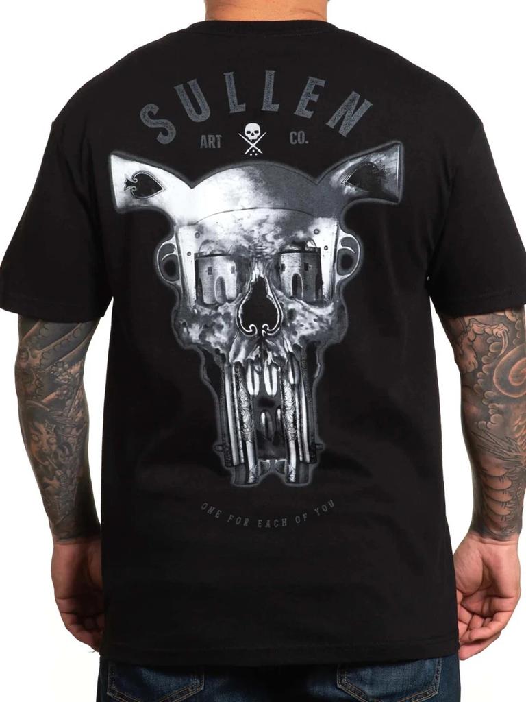 Sullen Men's Double Draw Short Sleeve Standard T-shirt Tattoo Gun and Skull Tee