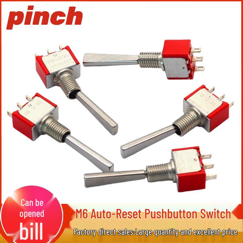 Automatic Reset 2/3-Speed Rocker Switch, Spring Return, 3-Pin Flat Handle, Model Aircraft Remote Controller Toggle Lever