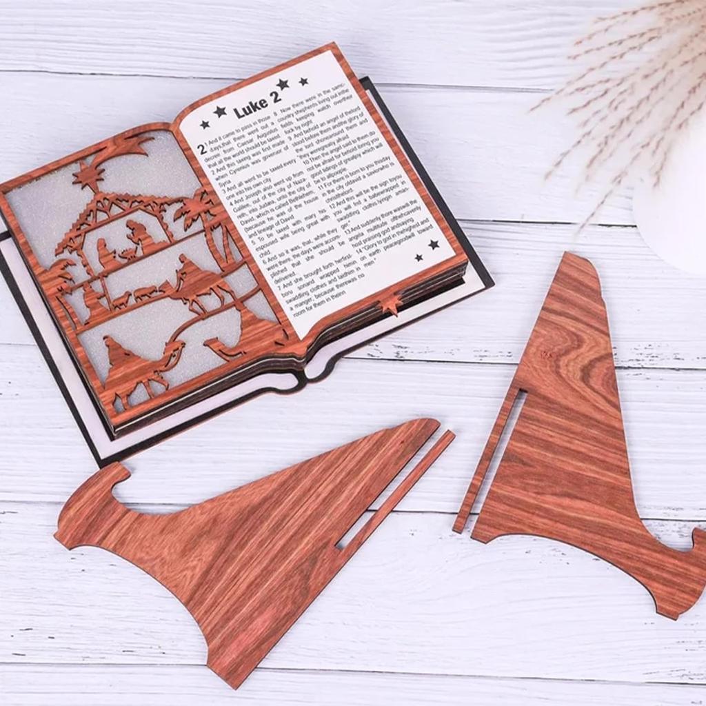 3D Рождественский деревянный вертеп с подсветкой, деревянный набор для Рождества, украшения для рождественских сцен со светодиодной подсветкой для украшений полок