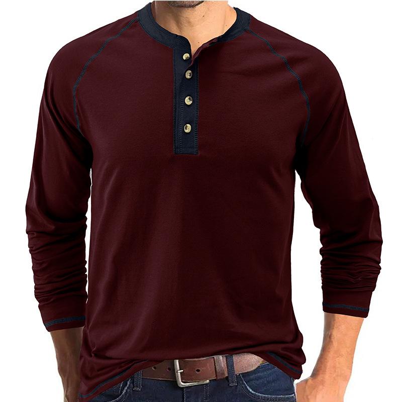 Autumn Winter Classic Solid Color Long Sleeve Mens Button Down T-shirt Casual Versatile Daily Wear Comfortable Basic Bottom Shirt for Men