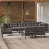 Day and Night - Day and Night Garden Furniture 10 Pieces and Cushions Black Solid Pine Wood