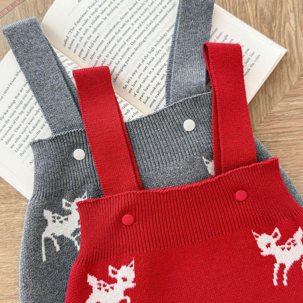 Комплект вязаного жаккардового ромпера и кардигана с оленями для младенцев, для мальчиков и девочек - Осень/Зима