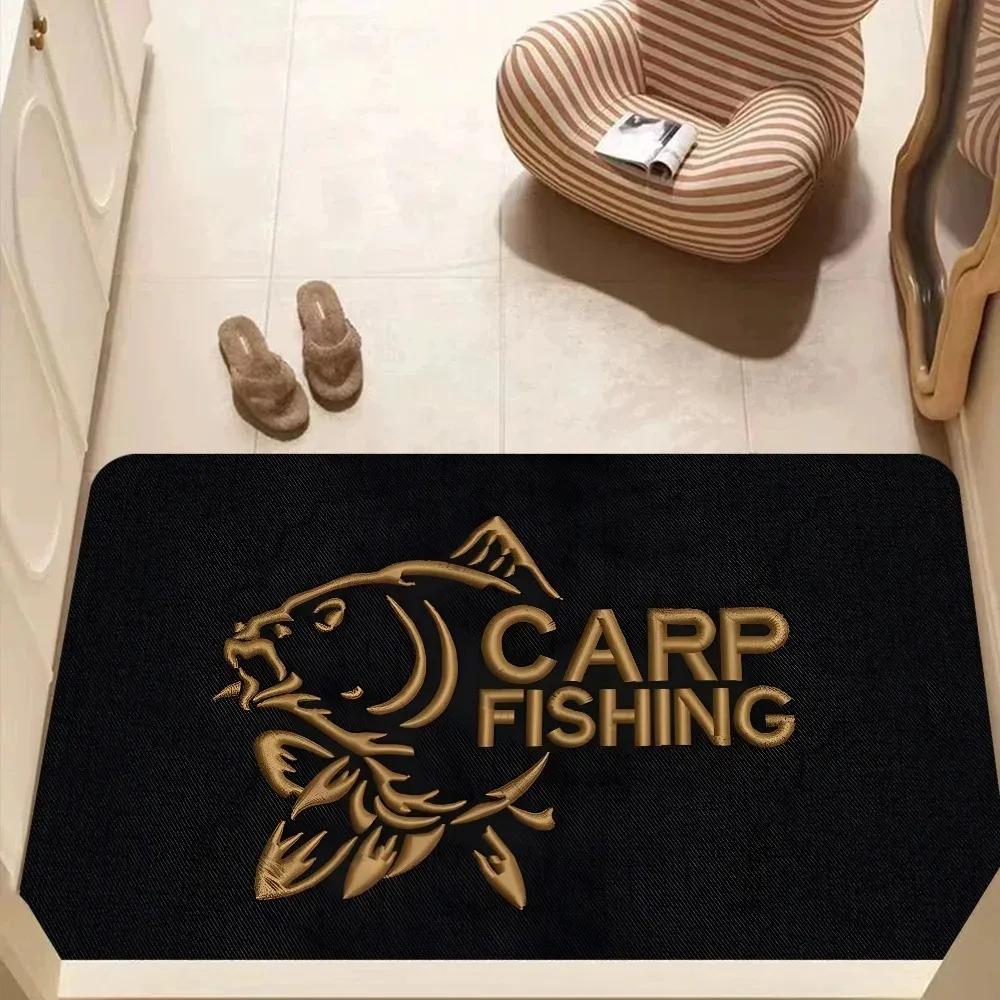 Логотип Nash Fishing Напольный коврик Детская Комната Спальня Декор Балкон Противоскользящий Полиэстер Придверный коврик Гостиная Прикроватная Зона Ковры INS