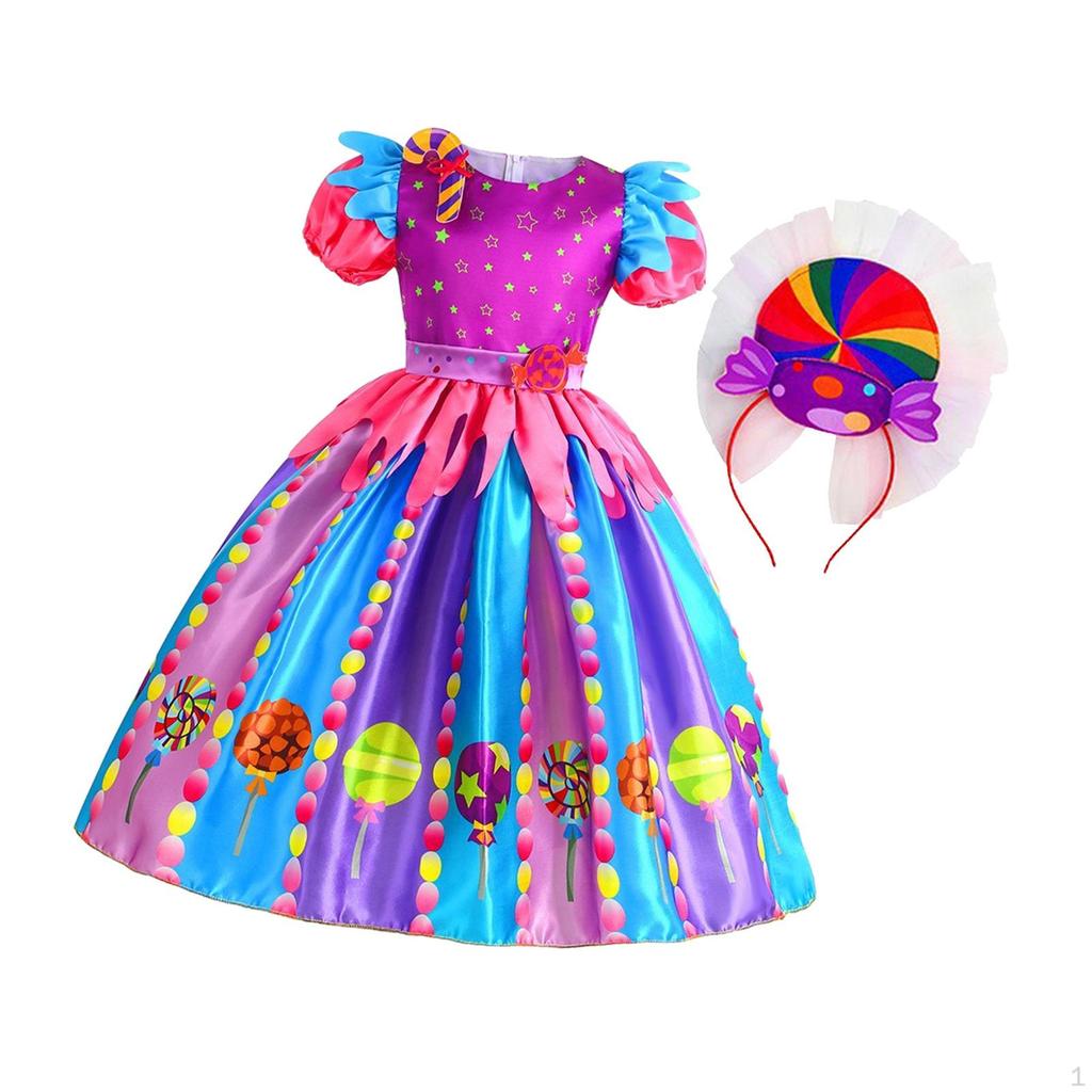 Candy Dress for Girls Lollipop Fancy Rainbow Princess Up Festival Role