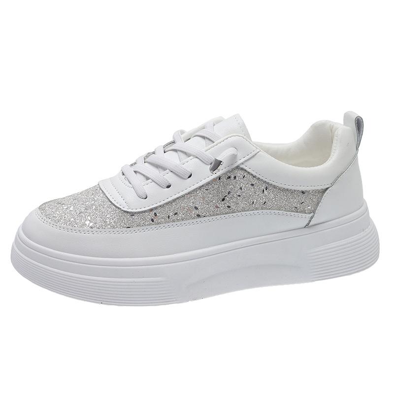 Женские весенние новые универсальные туфли на платформе, дышащие, с толстой подошвой, с круглым носком, на мягкой подошве, кроссовки, с яркой поверхностью, повседневная обувь 36-40