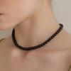(925 Silver) Onyx Candy Ball Necklace NZ2142