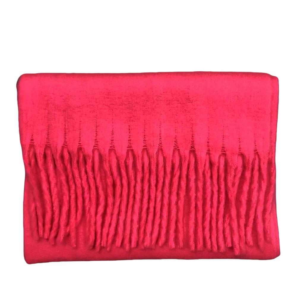 Solid Color Mohair Loop Yarn Scarf Women's Autumn and Winter New High-end Versatile Warm Scarf Shawl Dual-purpose