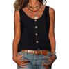 Летний Новый Однотонный Жилет с V-образным вырезом, на пуговицах, без рукавов, с карманом, майка, футболка для офисной леди, для поездок на работу, с открытыми плечами, простая блузка