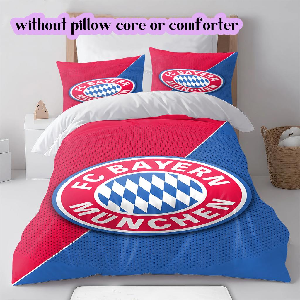 FC Bayern Munich Pattern Bedding Quilt Set Quilt Cover Pillowcase Home Decoration Birthday Gift (1 * duvet cover + 2 * pillowcase, without core)