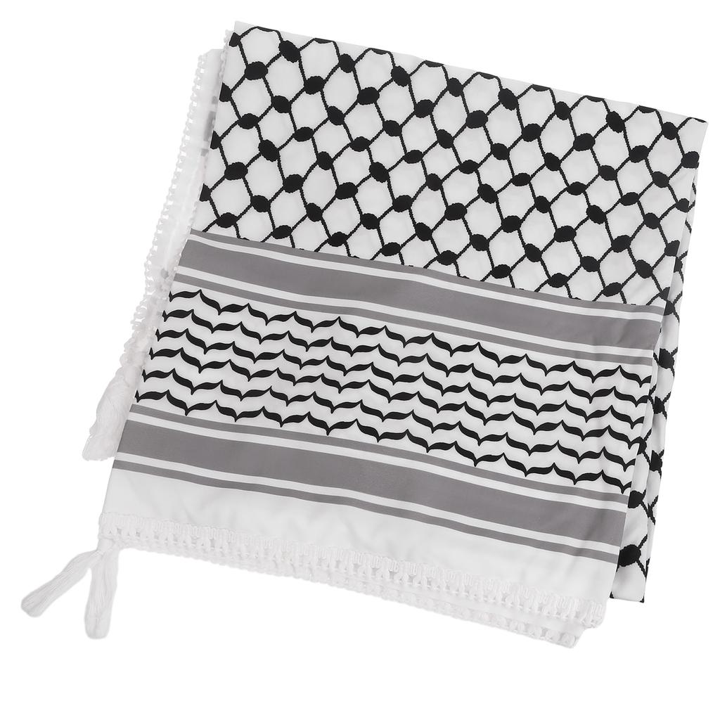 Religious Arab Adult Keffiyeh Headscarf Turban Jacquard Pattern Scarf Outdoor Headscarf for Male Daily Hair Accessory
