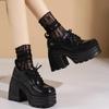 Lolita Shoes for Women 2025 Lace Up Loafers Girls Students Uniform High Heels Platform Shoes Female Shoes