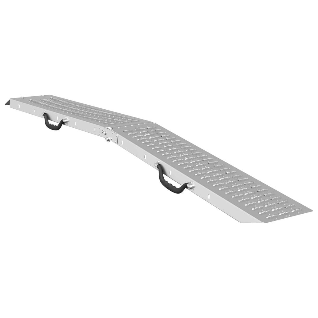 Folding Ramp 200 kg Load Capacity per Ramp Set of 2 Silver 186 x 23 x 4.5 cm