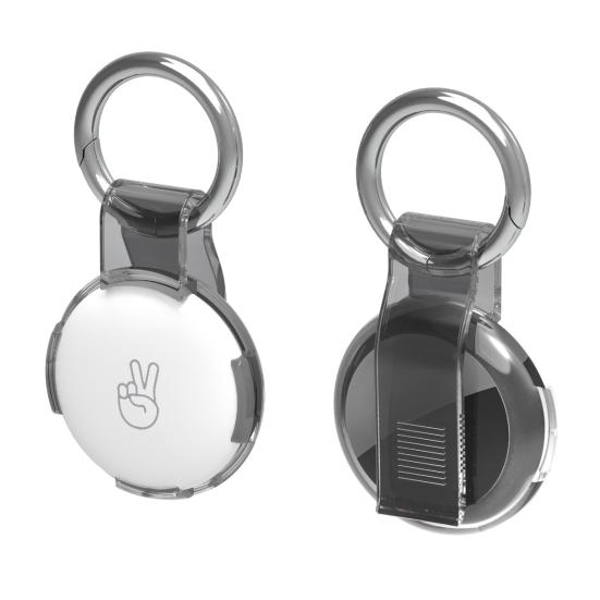 2 шт., прозрачный защитный чехол для держателя AirTag, чехол для трекера с брелоком, зажимом для ремня, портативный