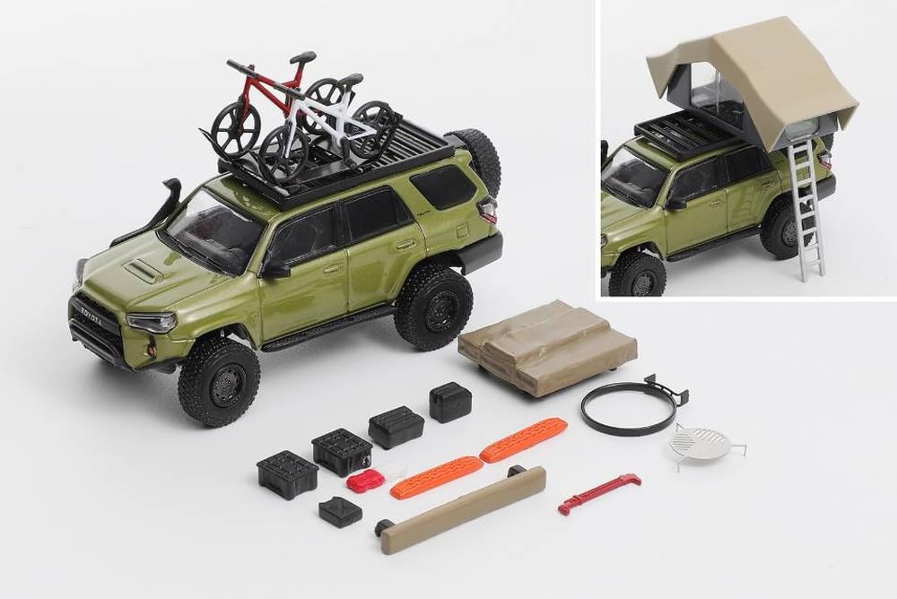 Gaincorp Products GCD Scale Toyota 4Runner TRD PRO Overland with Accessories Finished Model 1/64 (LHD) - - Green, KS080-532