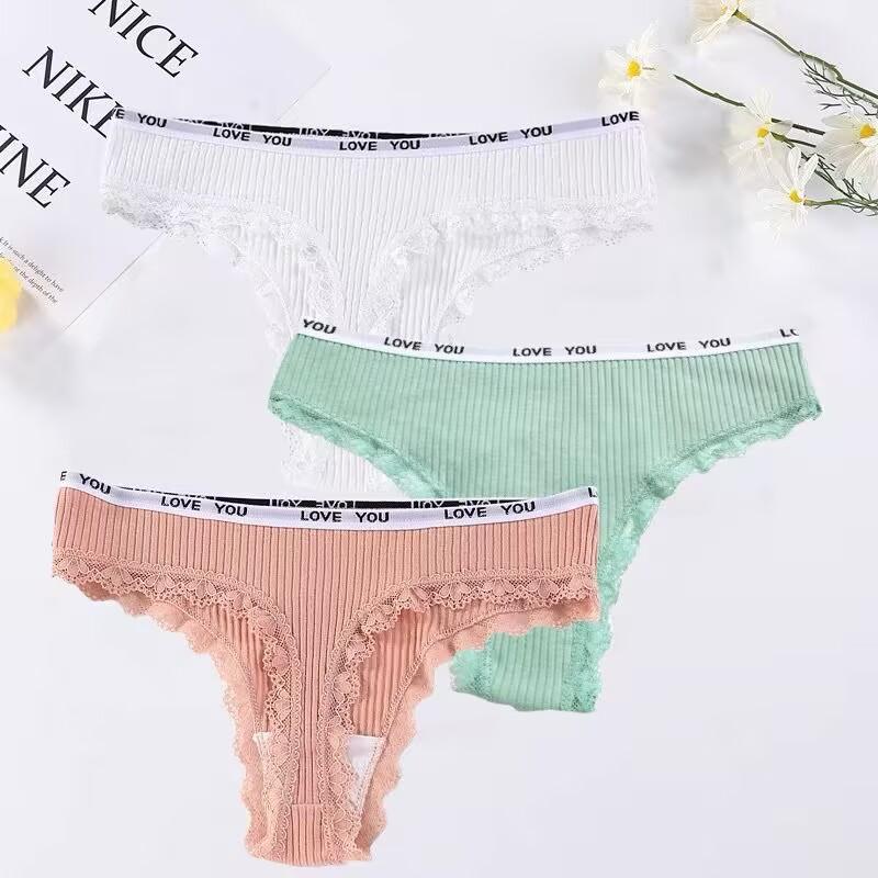 3PCS Women Thongs Panties G-String Cotton Women Underwear Female Low Waist Sexy Thong Womens Intimates Thongs Lingeries Tangas
