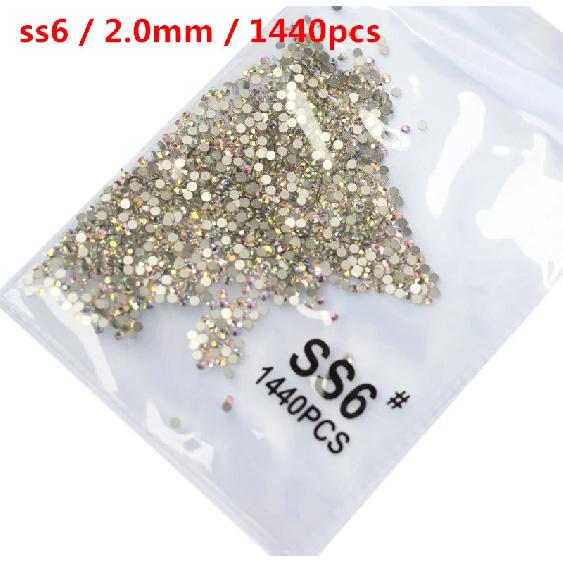 SS3-ss8 1440 шт. Кристалл AB золото 3D Не термофиксация Плоская задняя часть Стразы для нейл-арта Украшения Обувь и танцевальное украшение