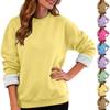 Women's Casual Fashion RoundNeck Pullover Top Winter Solid Color Plush Sweatshirt