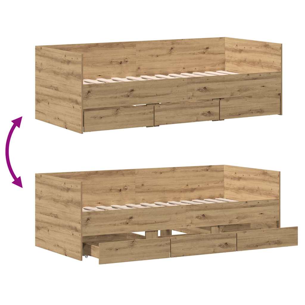 Daybed with Headboard Artisan Oak 90 x 190 cm Wood Based Material