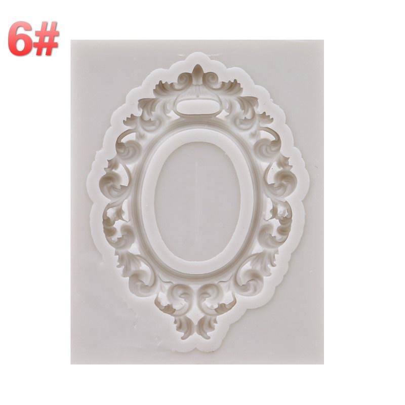 European Pastry Antique Mirror Frame Fondant Cake Mold Silicone Mould Border Embossing Pastry Tool