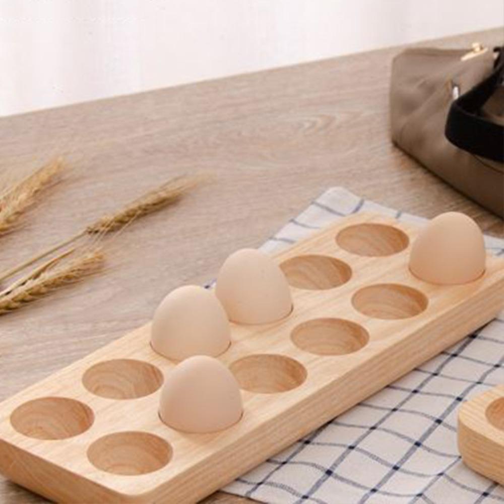 Japanese-style Wooden Egg Holder 4/6/12 Holes Egg Storage Rack Household Egg Plate  Tabletop