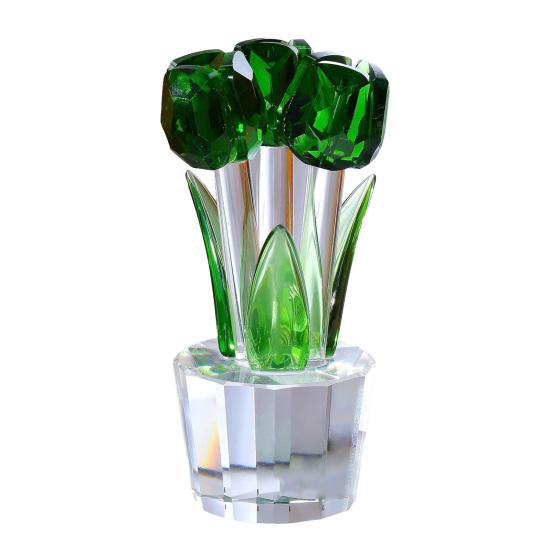 Коллекционная фигурка тюльпана из искусственного хрусталя, прозрачный тюльпан, стеклянный букет цветов, подарки на День святого Валентина, день рождения, женщине, девушке, жене